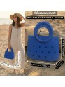 Mini EVA Beach Bag for Women - Cute Waterproof Rubber Tote Handbag for Vacation, Pool & Shower - Washable Mini Handbag for Sunscreen, Phone & Keys (Blue)(8 Inch) 